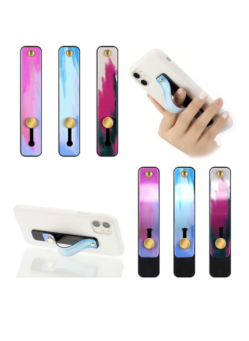 Phone Grip Holder, Cell Phone Silicone Grip Strap Telescopic Phone Finger Strap Stand Portable Universal Finger Kickstand for Most Smartphones, 6 Pieces(purple red white) - Image 1