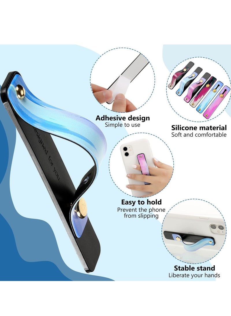 Phone Grip Holder, Cell Phone Silicone Grip Strap Telescopic Phone Finger Strap Stand Portable Universal Finger Kickstand for Most Smartphones, 6 Pieces(purple red white) - Image 3