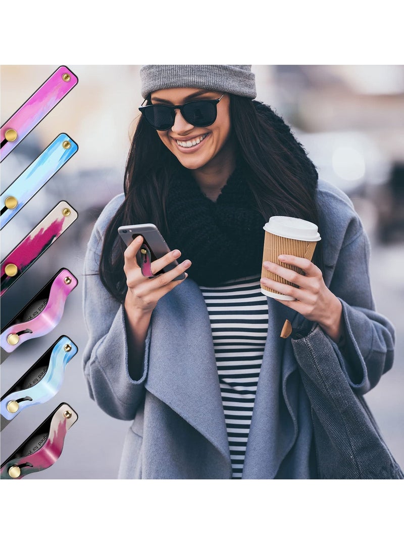 Phone Grip Holder, Cell Phone Silicone Grip Strap Telescopic Phone Finger Strap Stand Portable Universal Finger Kickstand for Most Smartphones, 6 Pieces(purple red white) - Image 2