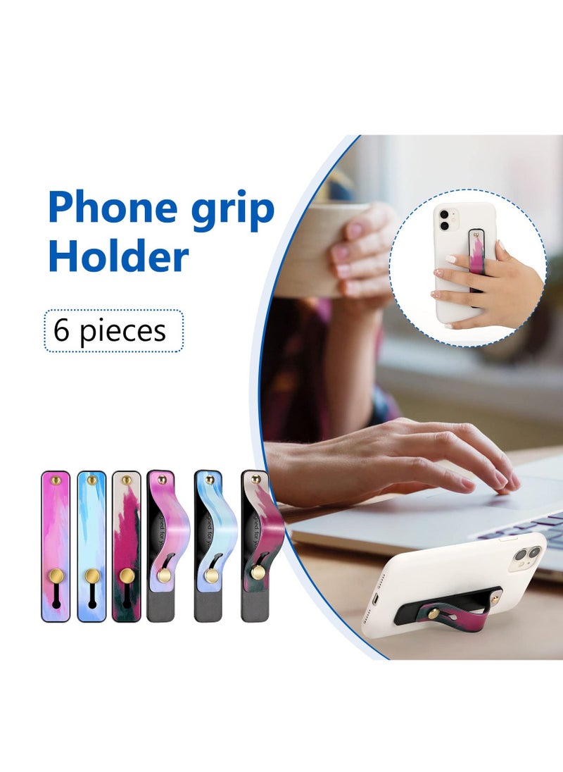 Phone Grip Holder, Cell Phone Silicone Grip Strap Telescopic Phone Finger Strap Stand Portable Universal Finger Kickstand for Most Smartphones, 6 Pieces(purple red white) - Image 5