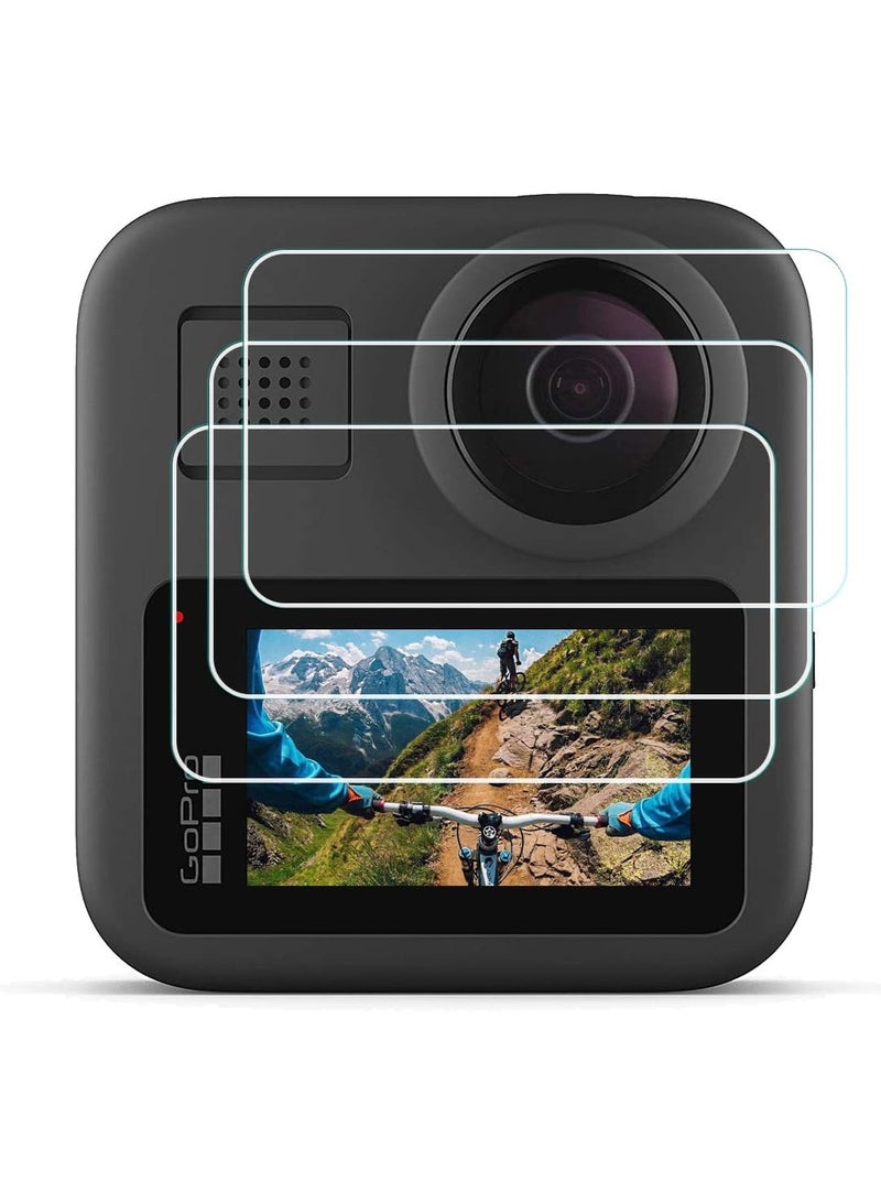 حامي شاشة لكاميرا GoPro MAX 2، 【طقم 3 قطع】 زجاج مقوى بسماكة 0.3مم وصلابة 9H. مقاوم للخدوش وخالٍ من الفقاعات، مُصمم خصيصًا لكاميرا GoPro MAX 2 (2025). - Image 1