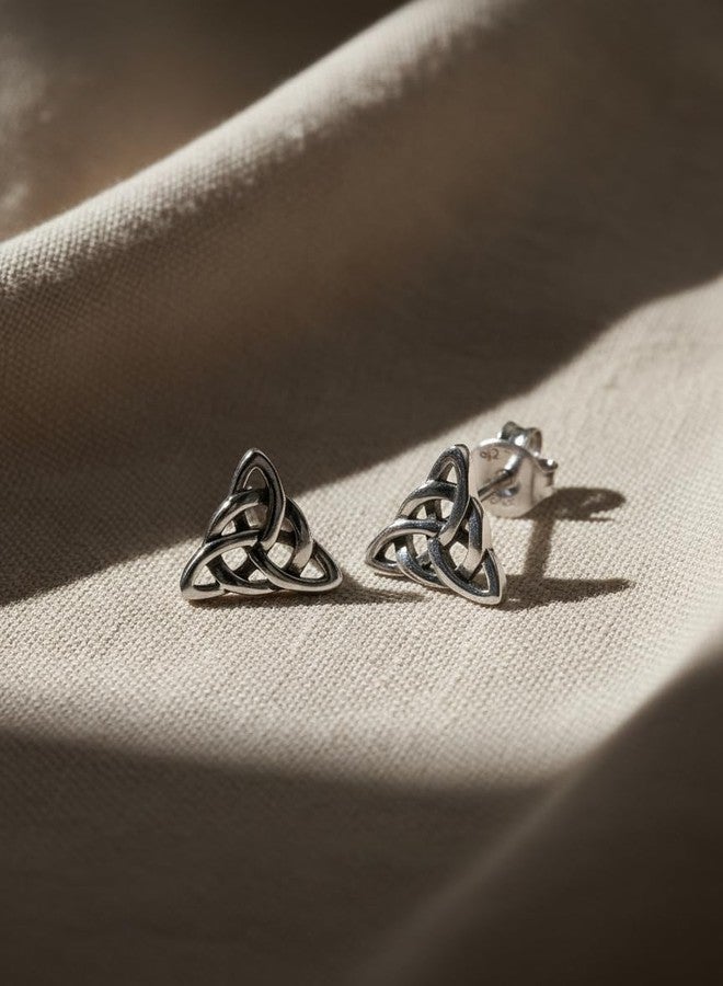 SilverCloseOut Celtic Knot Stud Earrings Hypoallergenic 925 Sterling Silver Triangle Knot Earring Studs Celtic Jewelry for Women - Image 5