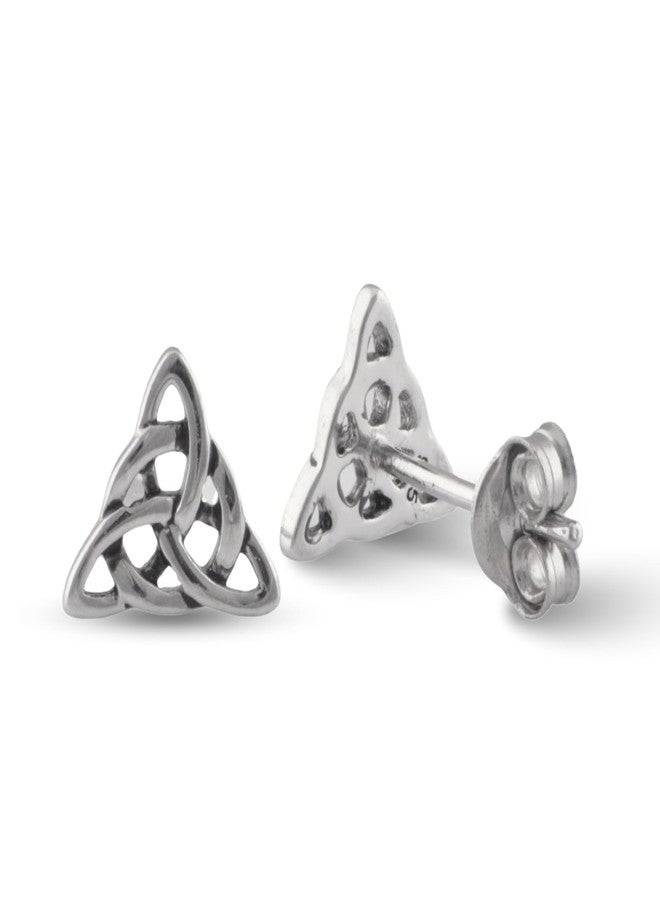SilverCloseOut Celtic Knot Stud Earrings Hypoallergenic 925 Sterling Silver Triangle Knot Earring Studs Celtic Jewelry for Women - Image 1