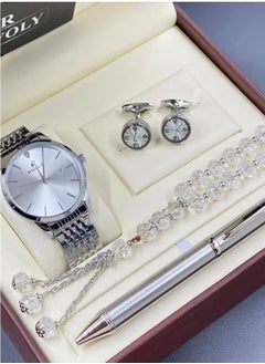 4 Piece Men's Watch Set Wrist Watch Set Wth Fountain Pen Button
