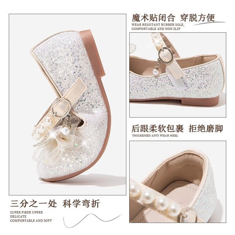Girls'' Shoes Princess Crystal Shoes 2025 New Spring and Summer Children''s Leather Shoes Baby Soft-Soled Shiny Kids'' Shoes - Image 5