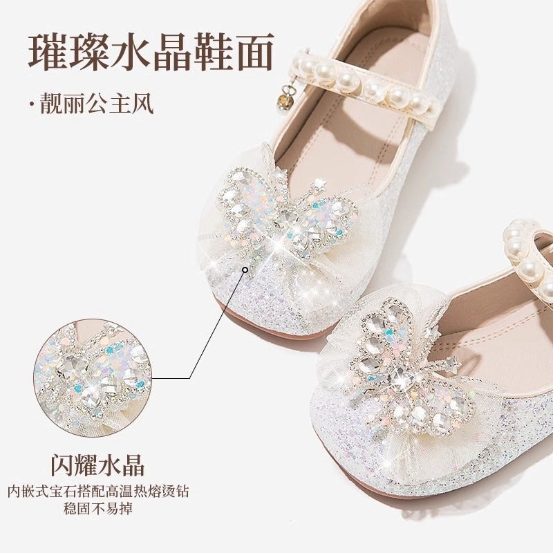 Girls'' Shoes Princess Crystal Shoes 2025 New Spring and Summer Children''s Leather Shoes Baby Soft-Soled Shiny Kids'' Shoes - Image 4