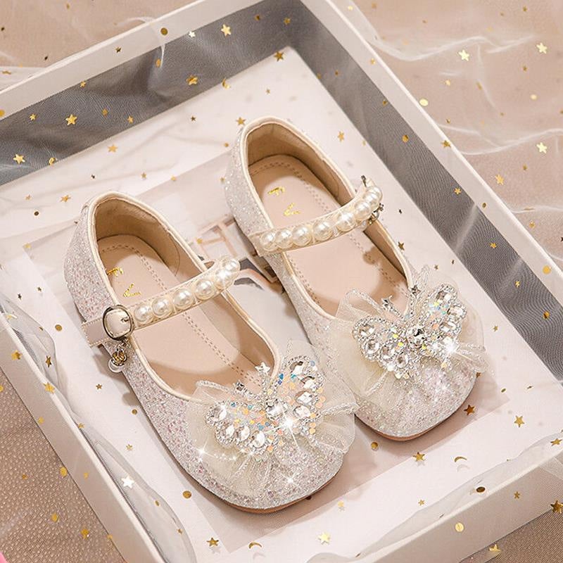 Girls'' Shoes Princess Crystal Shoes 2025 New Spring and Summer Children''s Leather Shoes Baby Soft-Soled Shiny Kids'' Shoes - Image 2