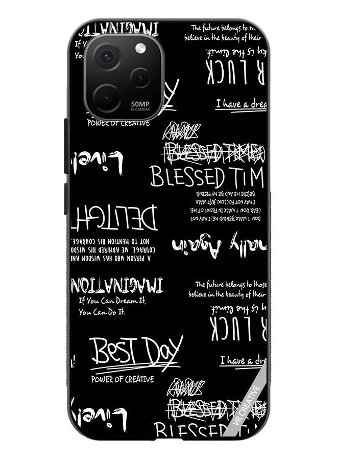VR CREATIVE Protective Case Cover For Huawei Nova Y61 Alligraphy And Lettering Black Design Multicolour - Image 1