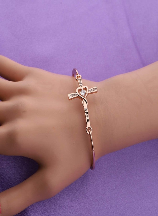 ميوسبارك سوار MYOSPARK المسيحي WWJD على شكل قلب الحب اللانهائي وصليب الله، هدية مجوهرات دينية (سوار WWJD RG) - Image 5