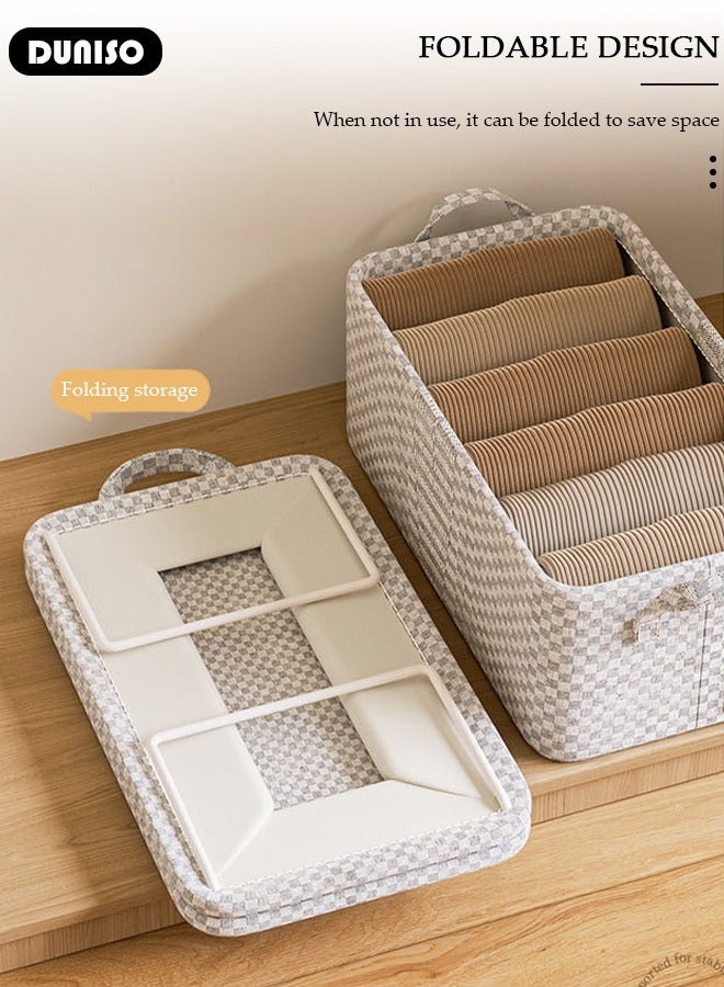 DUNISO 3 Pieces Foldable Closet Storage Organizer,Wardrobe Clothes Organizer with Steel Ring Support, Washable Closet Storage Boxes with Carrying Handles,Home Bedroom Office Cupboard Storage Basket & Storage Bins for Clothes,Jeans,Pants,Sweaters,Dress,Toys  - Image 4