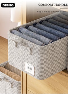 DUNISO 3 Pieces Foldable Closet Storage Organizer,Wardrobe Clothes Organizer with Steel Ring Support, Washable Closet Storage Boxes with Carrying Handles,Home Bedroom Office Cupboard Storage Basket & Storage Bins for Clothes,Jeans,Pants,Sweaters,Dress,Toys  - Image 3