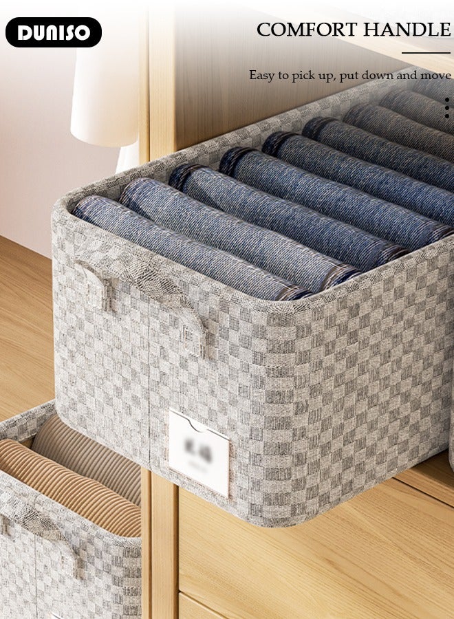 DUNISO 3 Pieces Foldable Closet Storage Organizer,Wardrobe Clothes Organizer with Steel Ring Support, Washable Closet Storage Boxes with Carrying Handles,Home Bedroom Office Cupboard Storage Basket & Storage Bins for Clothes,Jeans,Pants,Sweaters,Dress,Toys  - Image 3