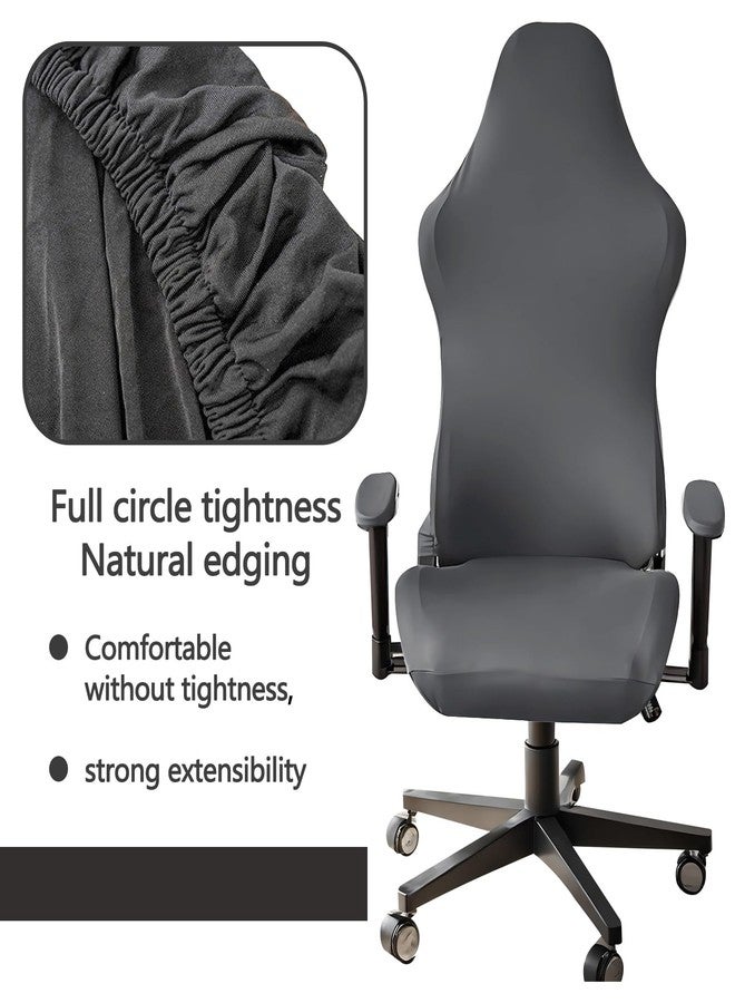 BangBoom Polyester Gaming Chair Cover Set, Stretchable Game Chair Slipcovers with 2 Armrest Covers, Scratch-Proof Gamer Desk Chair Covers for Computer Office Seat (Gray) - Image 3