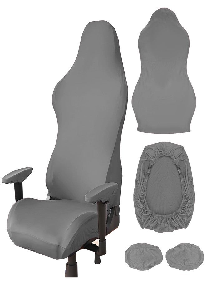 BangBoom Polyester Gaming Chair Cover Set, Stretchable Game Chair Slipcovers with 2 Armrest Covers, Scratch-Proof Gamer Desk Chair Covers for Computer Office Seat (Gray) - Image 1