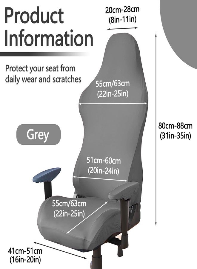 BangBoom Polyester Gaming Chair Cover Set, Stretchable Game Chair Slipcovers with 2 Armrest Covers, Scratch-Proof Gamer Desk Chair Covers for Computer Office Seat (Gray) - Image 2
