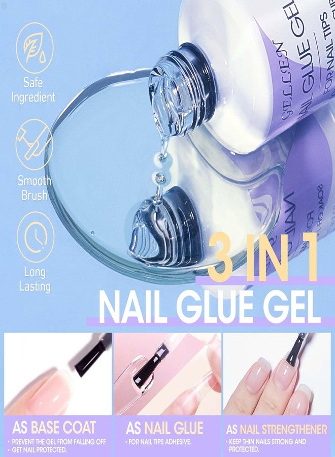 Gellen Gel Nail Kit Coffin 240pcs Nail Tips Extension Set with Everything, Etch X Nail Tips DIY Kit Long Coffin Gel Nail Glue U V Light for Women - Image 4