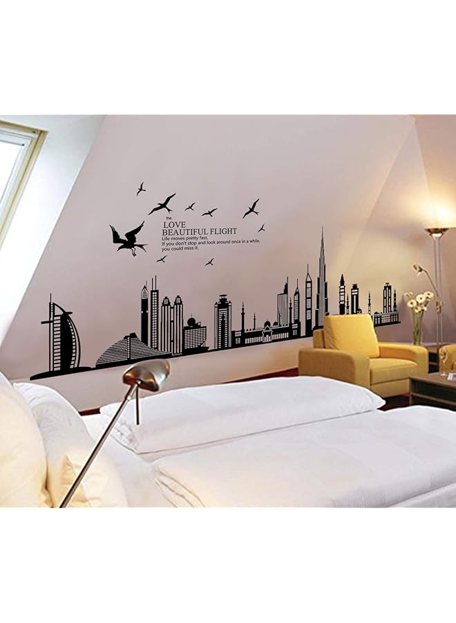 HALAMODO Diy Wall Stickers Dubai Landscape Building Living Room Wall Decals Wallpaper Black - Image 4