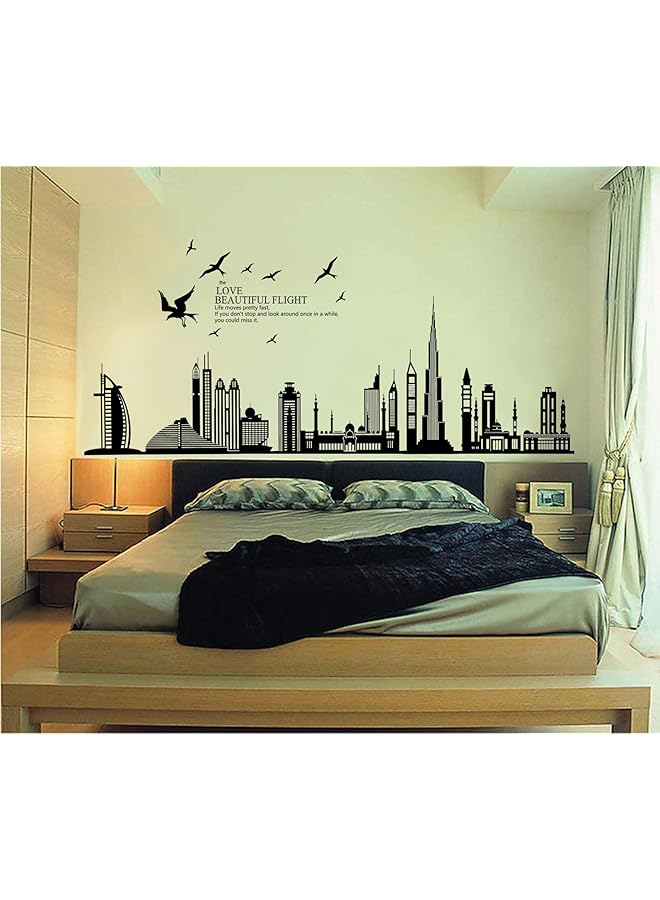 HALAMODO Diy Wall Stickers Dubai Landscape Building Living Room Wall Decals Wallpaper Black - Image 1