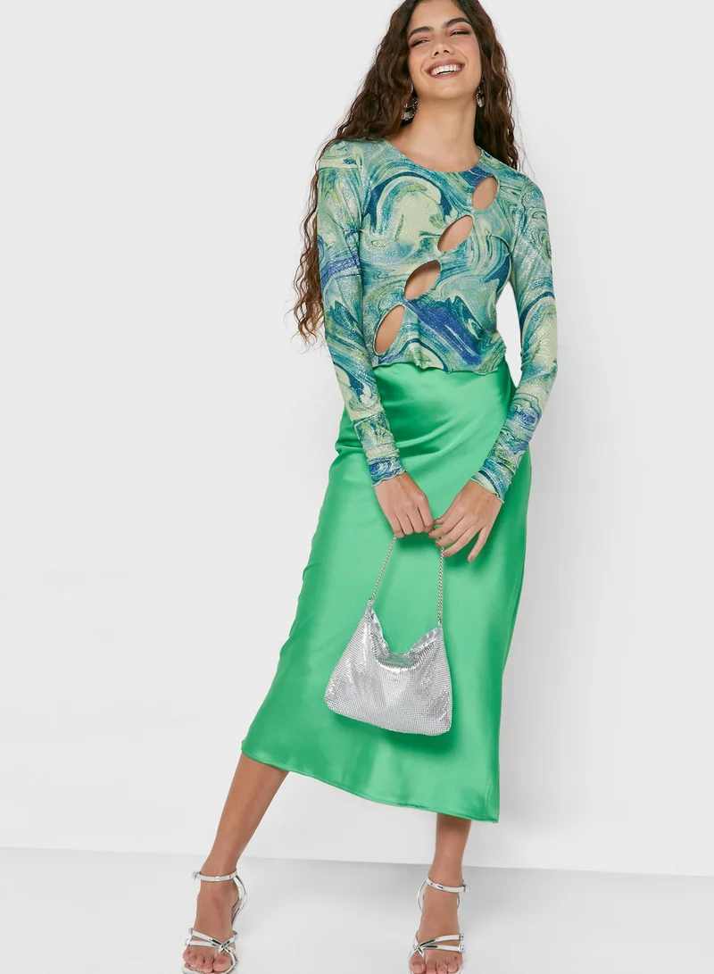 TOPSHOP Crew Neck Printed Top