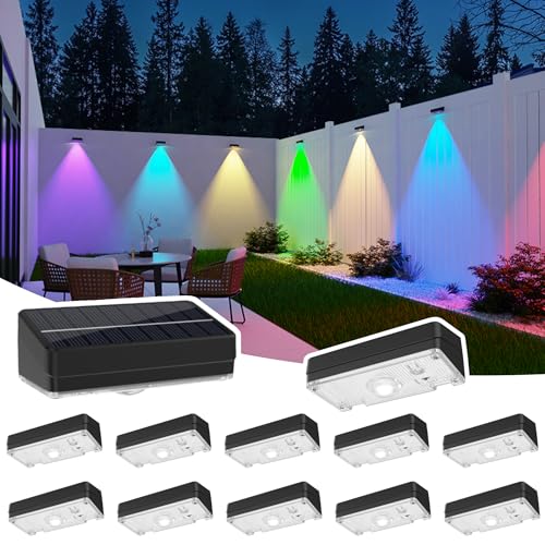 ZCXLIGHT Solar Fence LightsFence Lights Solar Powered Waterproof IP65 Multicolor Led 12 Fixed Colors RGB Color Changing for Pool Deck Patio Porch Stairs Holiday12pack - Image 1
