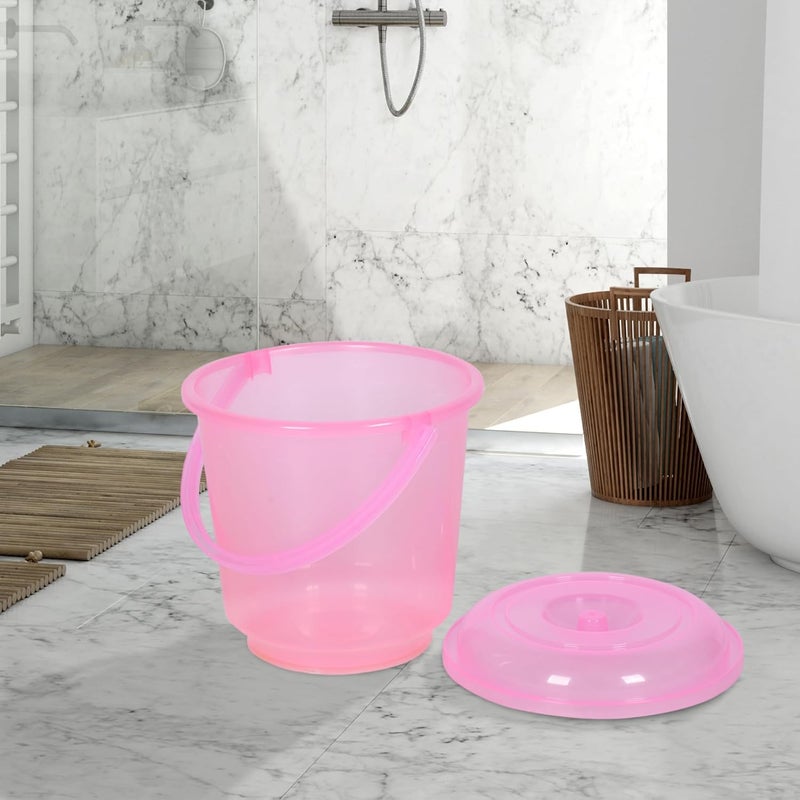 Urbane Home Urbane Home Set of 12 Bathroom Combo Set 6 Piece Bucket13 L 6 Piece Mug1100 ml Bathing Set Modern Bathroom Accessories Set Bathroom Combo Transparent Pink  - Image 4