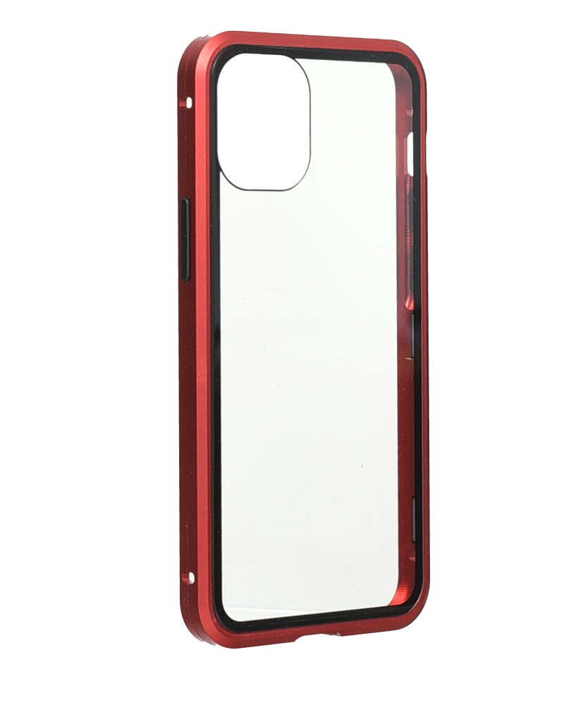 جراب هاتف مغناطيسي قوي مع حماية 360 درجة وامتصاص للصدمات لهاتف Apple iPhone 12 mini - أحمر - Image 2