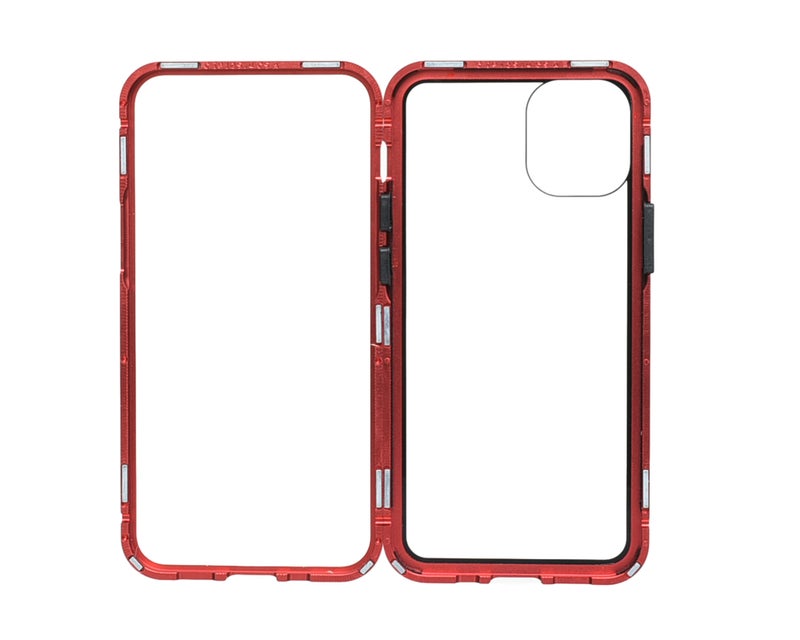 جراب هاتف مغناطيسي قوي مع حماية 360 درجة وامتصاص للصدمات لهاتف Apple iPhone 12 mini - أحمر - Image 3