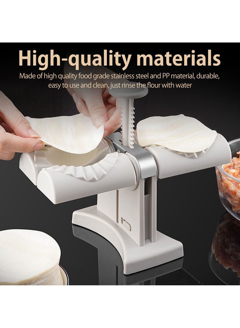 DubaiGallery Dumpling Maker,Household Double Head Automatic Dumpling Maker Mould,Ravioli Press Mold,Make Dumplings Empanadas Quickly,Stainless Steel Dumpling Maker for Home,Restaurant - Image 4