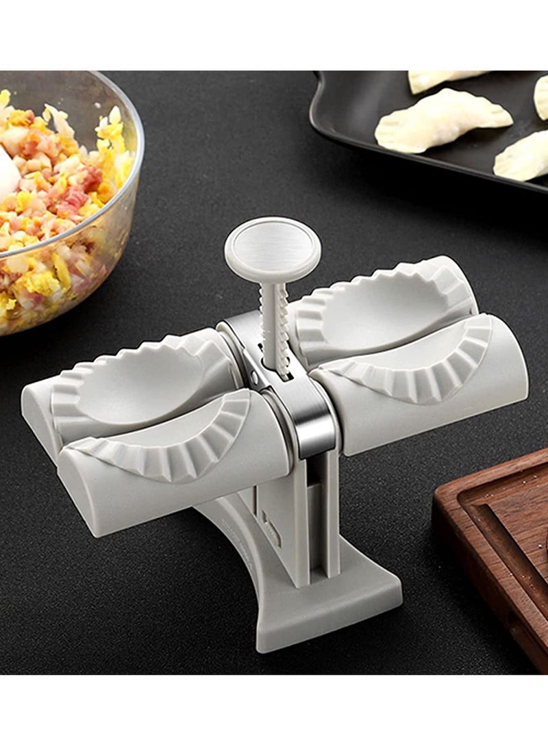 DubaiGallery Dumpling Maker,Household Double Head Automatic Dumpling Maker Mould,Ravioli Press Mold,Make Dumplings Empanadas Quickly,Stainless Steel Dumpling Maker for Home,Restaurant - Image 2