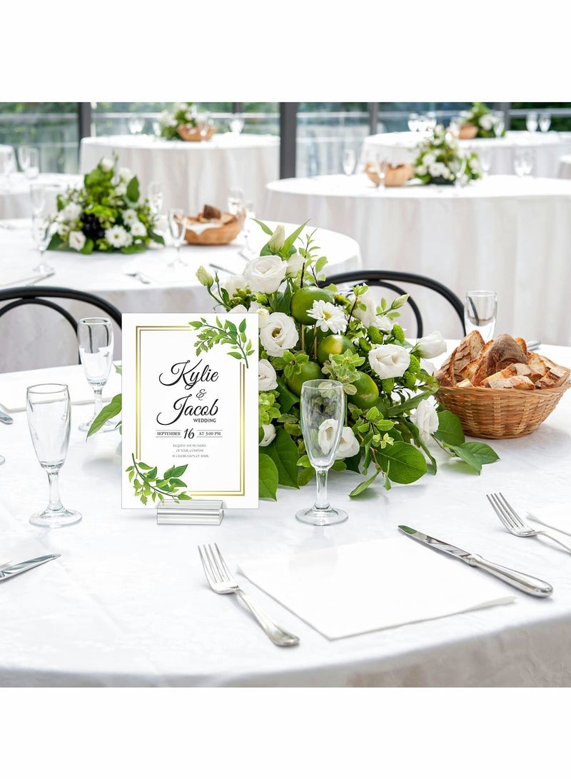 SYOSI Clear Acrylic Stands,Place Card Holders Table Number Stands Card Display Stand for Dining Table Shop Office Wedding Photo Painting Business Card Holder(10 Pieces) - Image 4