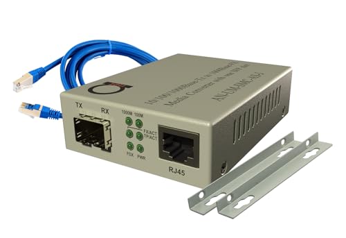 ADNET Fiber to Ethernet Converter | Open SFP slot Gigabit to RJ45 10/100/1000 Fiber Media Converter | Plug & Play | Universal - Supports All Single / Multi Mode SFPs 1G/100M| Auto-Negotiation | Jumbo Frame - Image 1