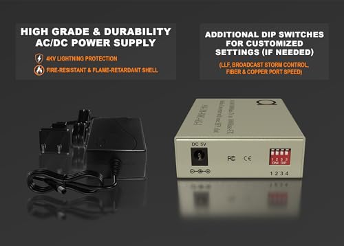 ADNET Fiber to Ethernet Converter | Open SFP slot Gigabit to RJ45 10/100/1000 Fiber Media Converter | Plug & Play | Universal - Supports All Single / Multi Mode SFPs 1G/100M| Auto-Negotiation | Jumbo Frame - Image 4