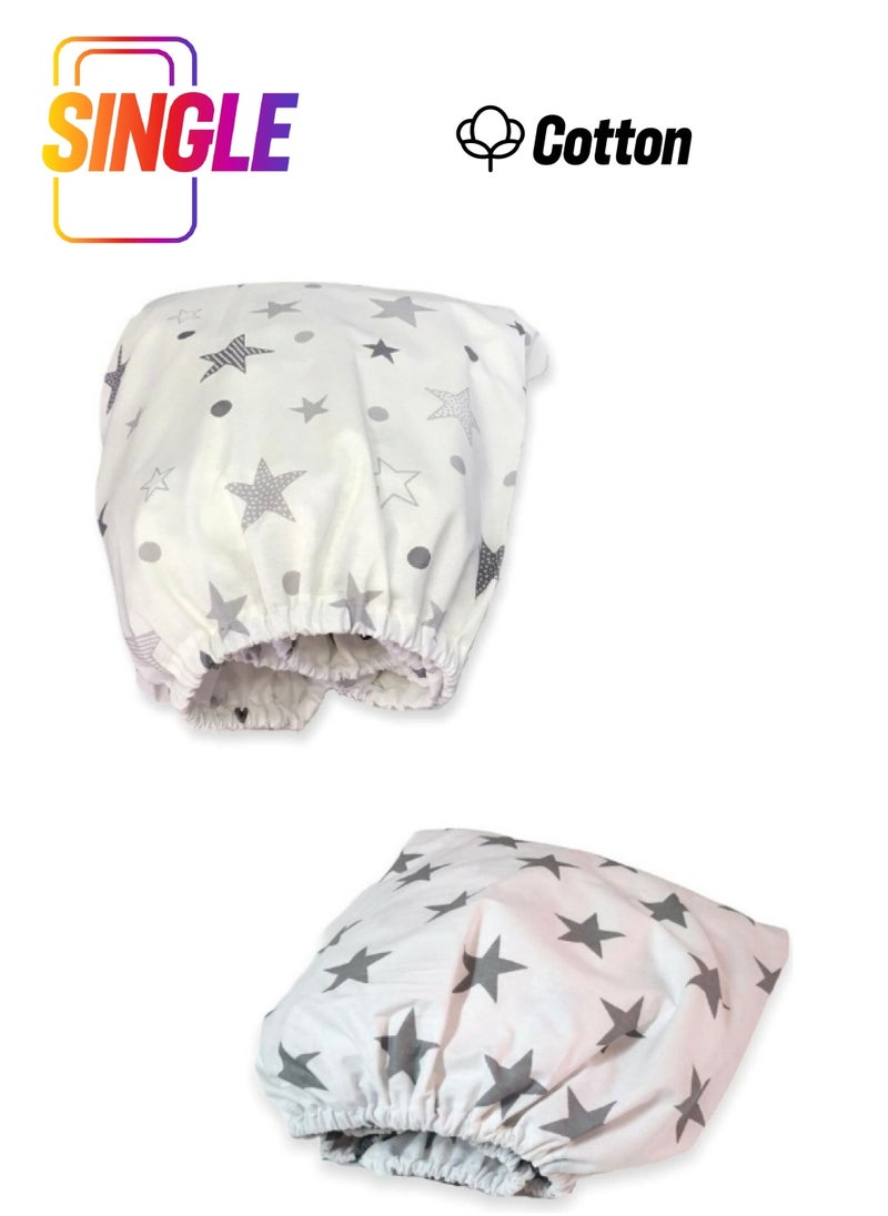 Bebek Özel Baby Special Cotton Baby and Kids Fitted Sheet New Gray Stars 100X160 (2 Pieces) 
