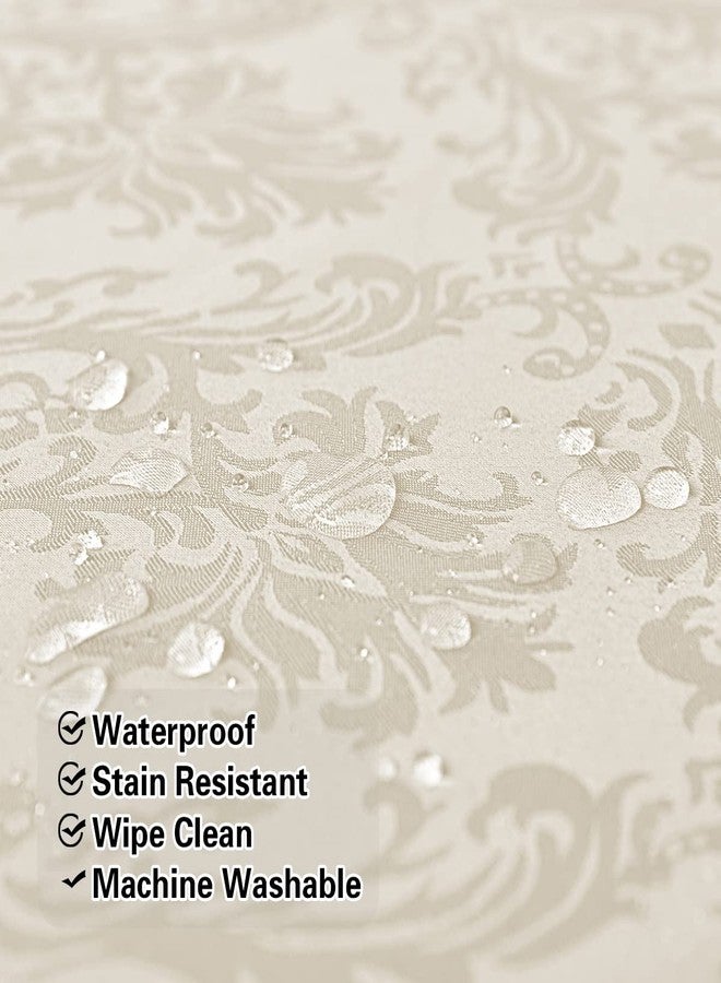 SASTYBALE Jacquard Tablecloth Rectangle 60 x 120 Inch Beige, Spill Proof Stain Resistant Damask Table Cloth, Washable Polyester Table Cover for Dining, Party, Indoor, Outdoor (Off White, Oblong) - Image 5