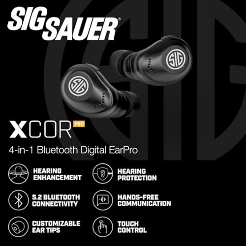 AXIL x SIG SAUER XCOR PRO Ear Buds Hearing Enhancement Protection Dust Water Resistant Shooting Noise Reduction Bluetooth Earbuds with Touch Control 2729 dB SNR2123 dB NRR - Image 3