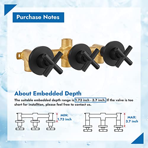 Cinwiny 3 Handles Tub Shower faucet set with Tub Spout Wall Mount 5-setting 6 Inch Round Shower Head Bathtub Filler Bathroom Tub and Shower Trim Kit with Brass Mixer Valve,Matte Black - Image 5
