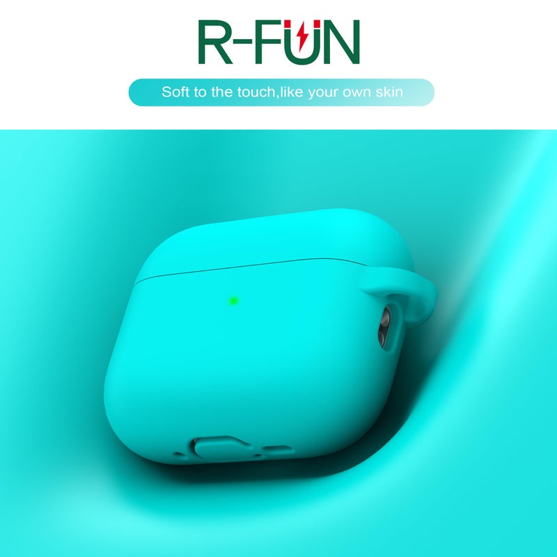 R-fun for AirPods Pro 3 Case (2025), Soft Silicone Protective Case Cover Compatible with Apple AirPods Pro 3rd Generation (USB-C Cable) for Women Men with Cleaning Kit and Keychain, Teal - Image 3