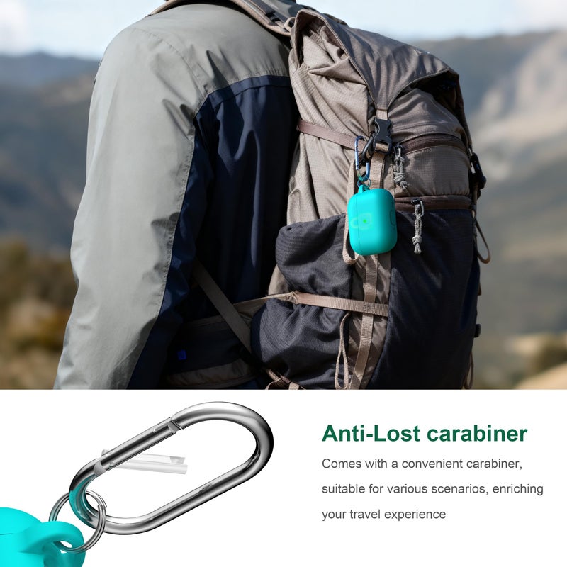 R-fun for AirPods Pro 3 Case (2025), Soft Silicone Protective Case Cover Compatible with Apple AirPods Pro 3rd Generation (USB-C Cable) for Women Men with Cleaning Kit and Keychain, Teal - Image 4