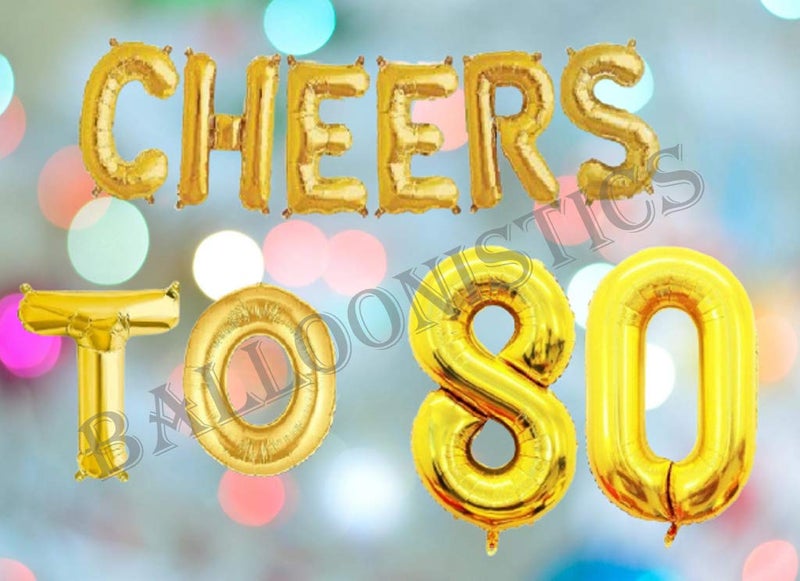 Balloonistics Cheers to Eighty Foil Balloon Combo Number 80 Foil Balloon for Birthday and Anniversary - Image 3