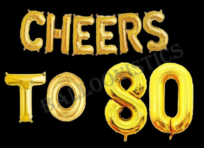 Balloonistics Cheers to Eighty Foil Balloon Combo Number 80 Foil Balloon for Birthday and Anniversary - Image 2
