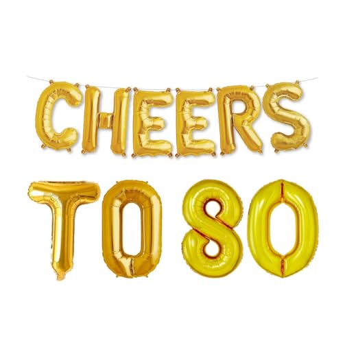 Balloonistics Cheers to Eighty Foil Balloon Combo Number 80 Foil Balloon for Birthday and Anniversary - Image 1