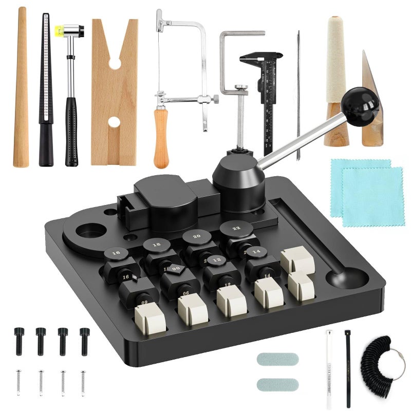 EASGIU Ring Bender Tool Rings Bending, Spoon Rings Maker Machine Jewelry Making Kit with Nylon Dies Earring Ring Bender Machine Sizer Measuring Tool Jewelry Making Tool - Image 1