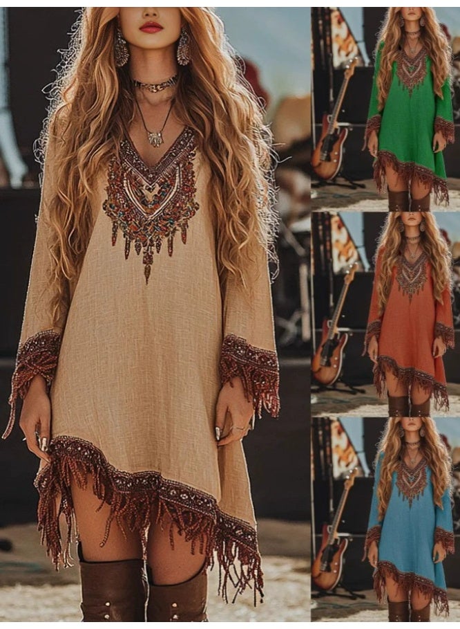 general 2025-2026 Women's Dress with Lace Edging and Loose Printed Pattern - Image 2