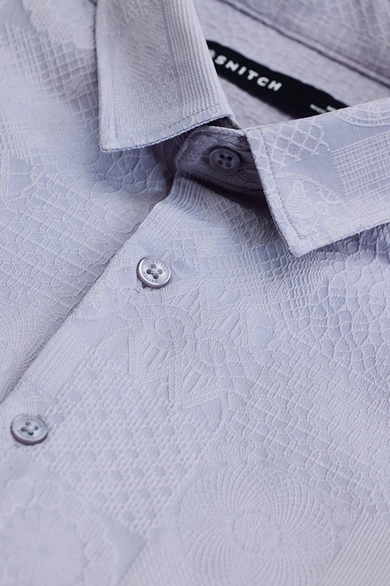 سنيتش Light Blue Textured Long Sleeve Slim Fit Streetwear Shirt