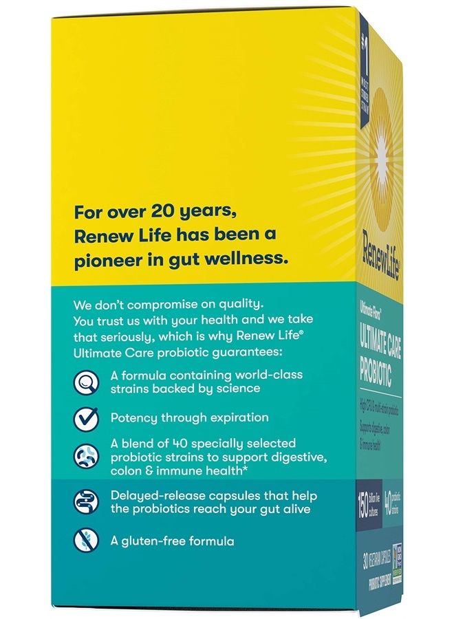 Renew Life Ultimate Flora Adult Ultimate Care Probiotic, 150 Billion, 30 Caps (Package May Vary) - Image 5