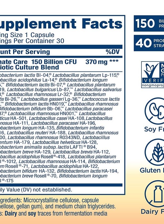 Renew Life Ultimate Flora Adult Ultimate Care Probiotic, 150 Billion, 30 Caps (Package May Vary) - Image 2