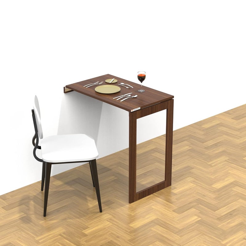 InnoFur Alice Wall Mounted Folding Dining TableStudy TableLaptop TableUtility Table Brown Small 75CMx45CM - Image 1