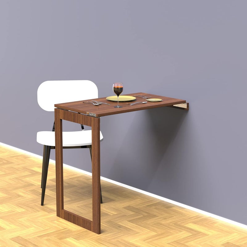 InnoFur Alice Wall Mounted Folding Dining TableStudy TableLaptop TableUtility Table Brown Small 75CMx45CM - Image 4