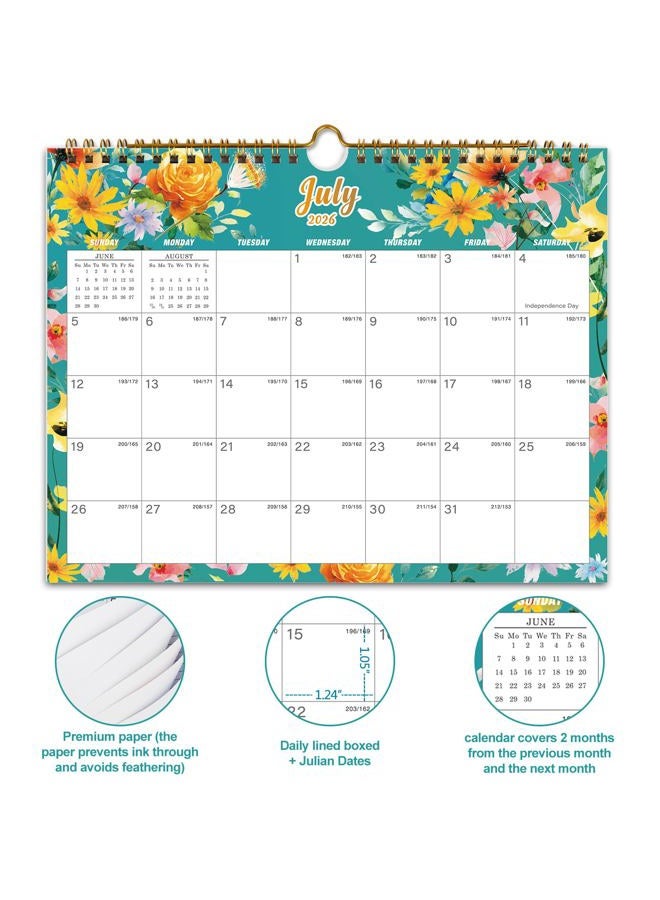 Vibrant Focus Calendar 2026-18 Monthly Wall Calendar, January 2026 - June 2027, 8.5" x 11", Calendar 2026-2027 with Twin-Wire Binding, Hanging Hook, Blocks and Julian Dates (Flowers Wall Calendar) - Image 5