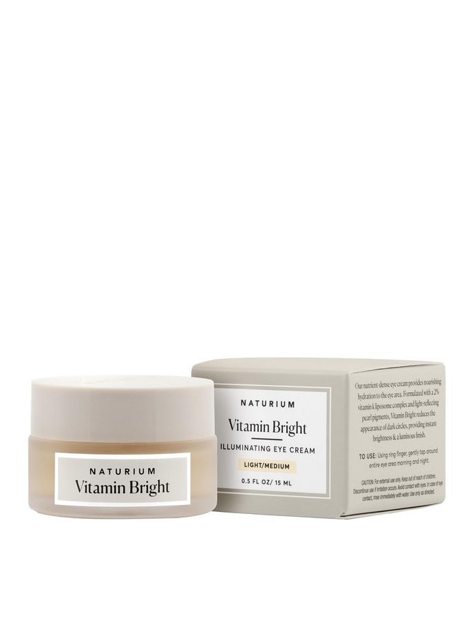 NATURIUM - Vitamin Bright Illuminating Eye Cream Under Eye Repair Cream For Dark Circles With Vitamin K Phytocomplex & Mineral Pigments Light/Medium 0.5 Oz - Image 1